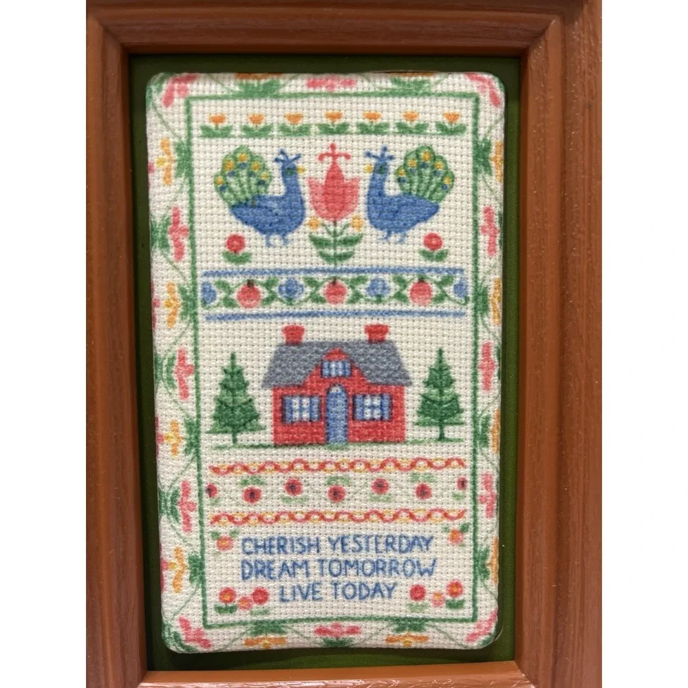 Vintage Avon Sampler Faux Needlework Plastic Frame 7x5